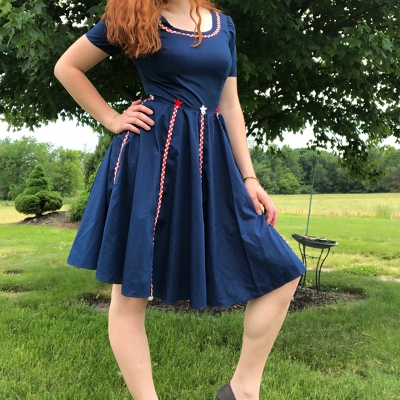 HANDMADE Vintage Red, White, and Blue Dress!! - Picture 2 of 3